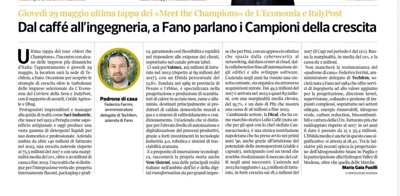 Techfem al Summit delle Imprese Champions 2025